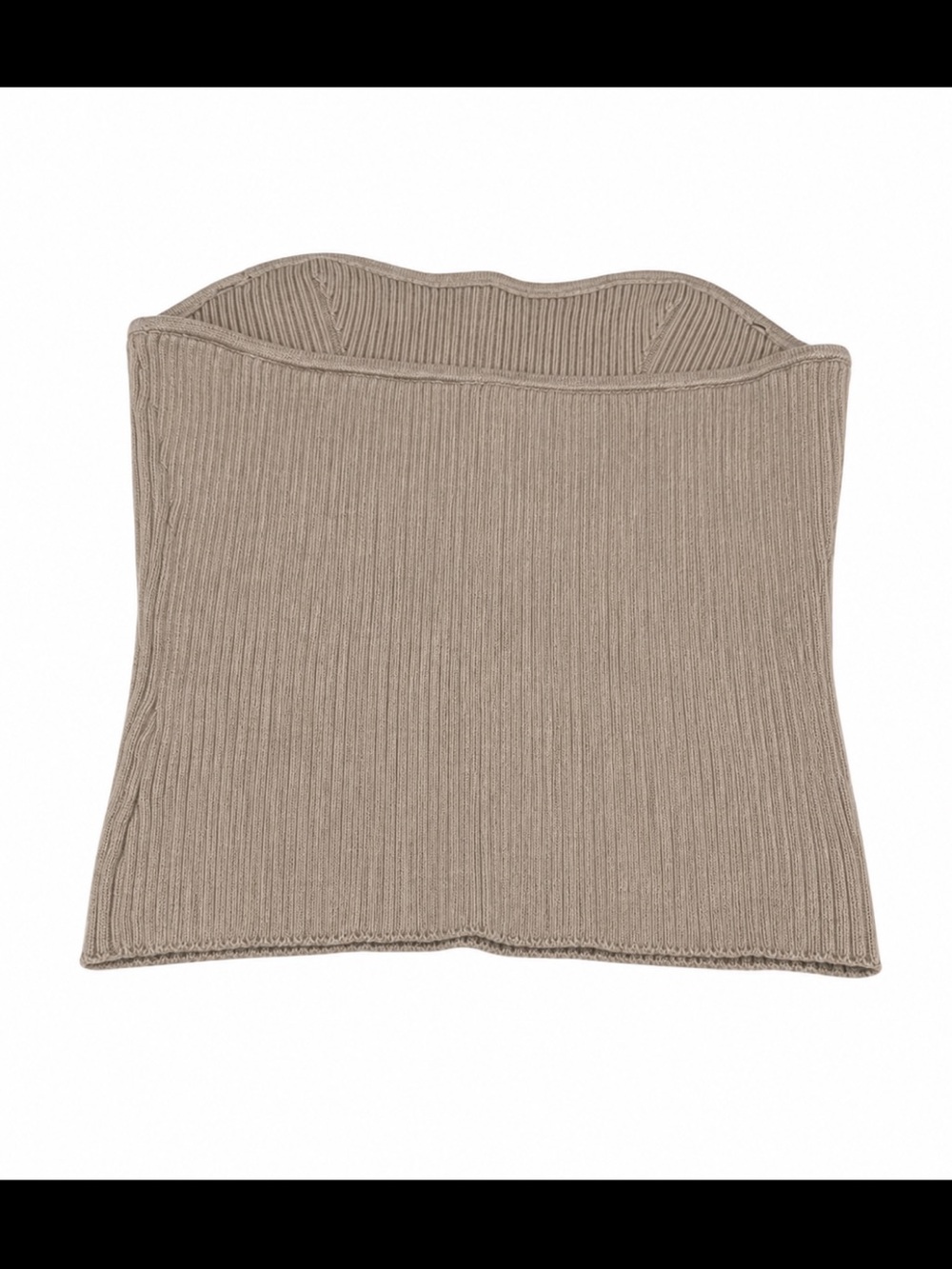 Strapless Ribbed Knit Tube Top - Camel - Picture 3 of 7